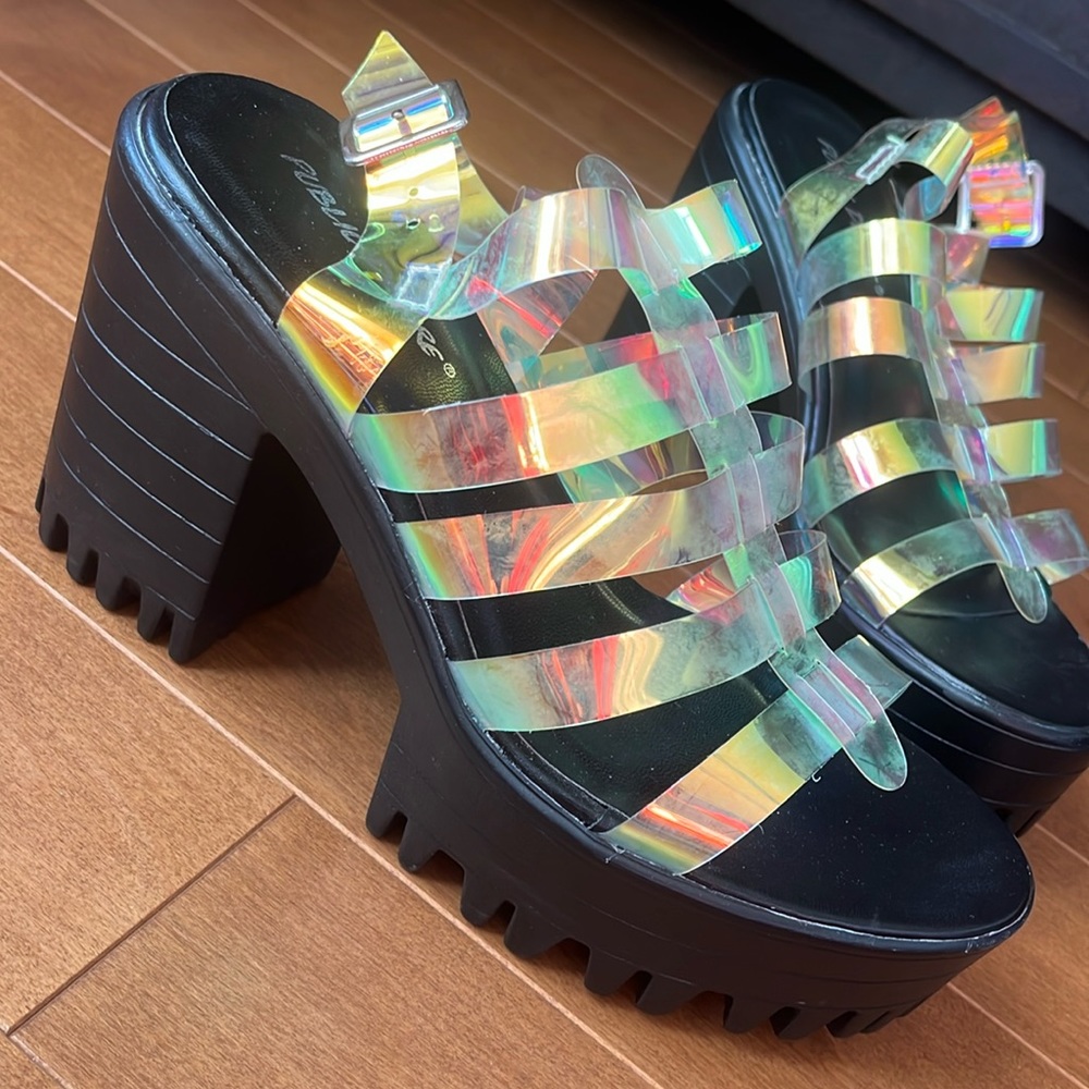 Public Desire Holographic Chunky Heels